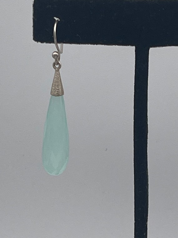 Beautiful Blue Green chalcedony Gemstone Drop Ear… - image 10