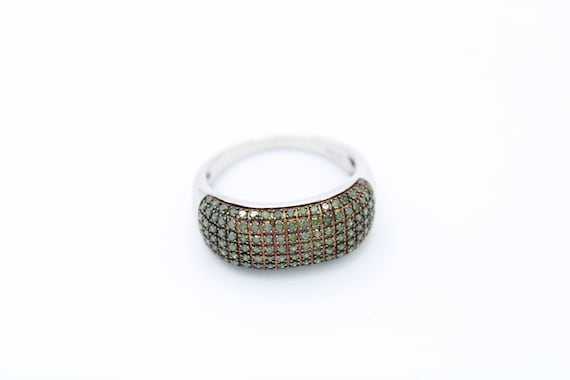 Stunning SJ Green Diamond Pave Setting Ring - By … - image 1