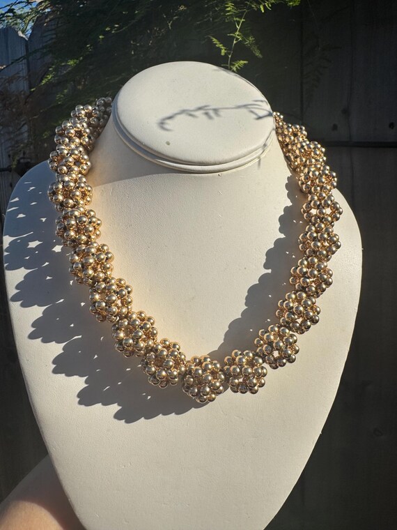 Solid Sterling Silver Vermeil Cluster Bead Neckla… - image 1