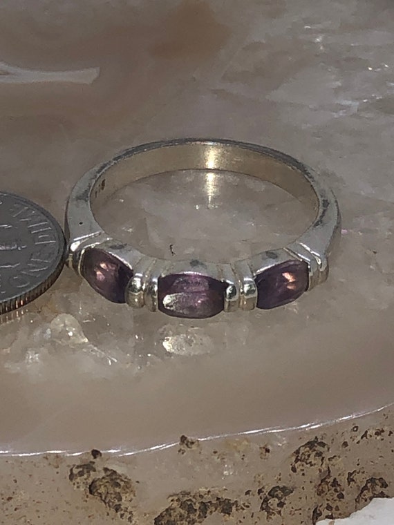 Amethyst sterling silver stackable ring 925 size … - image 2