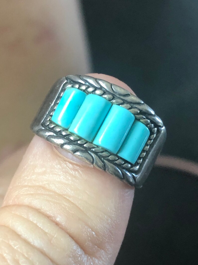 Vintage Southwestern Designer Carolyn Pollack Turquoise Ring Sterling Silver Ring Size 6