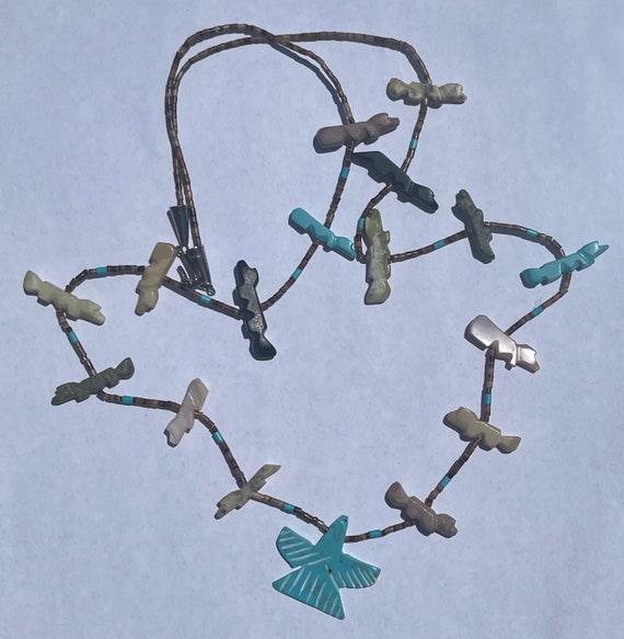 Vintage Zuni Fetish Animals Necklace Turquoise Th… - image 7