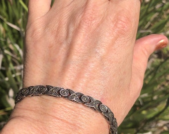 Vintage Antique Sterling Silver Marcasite Link Bracelet 925
