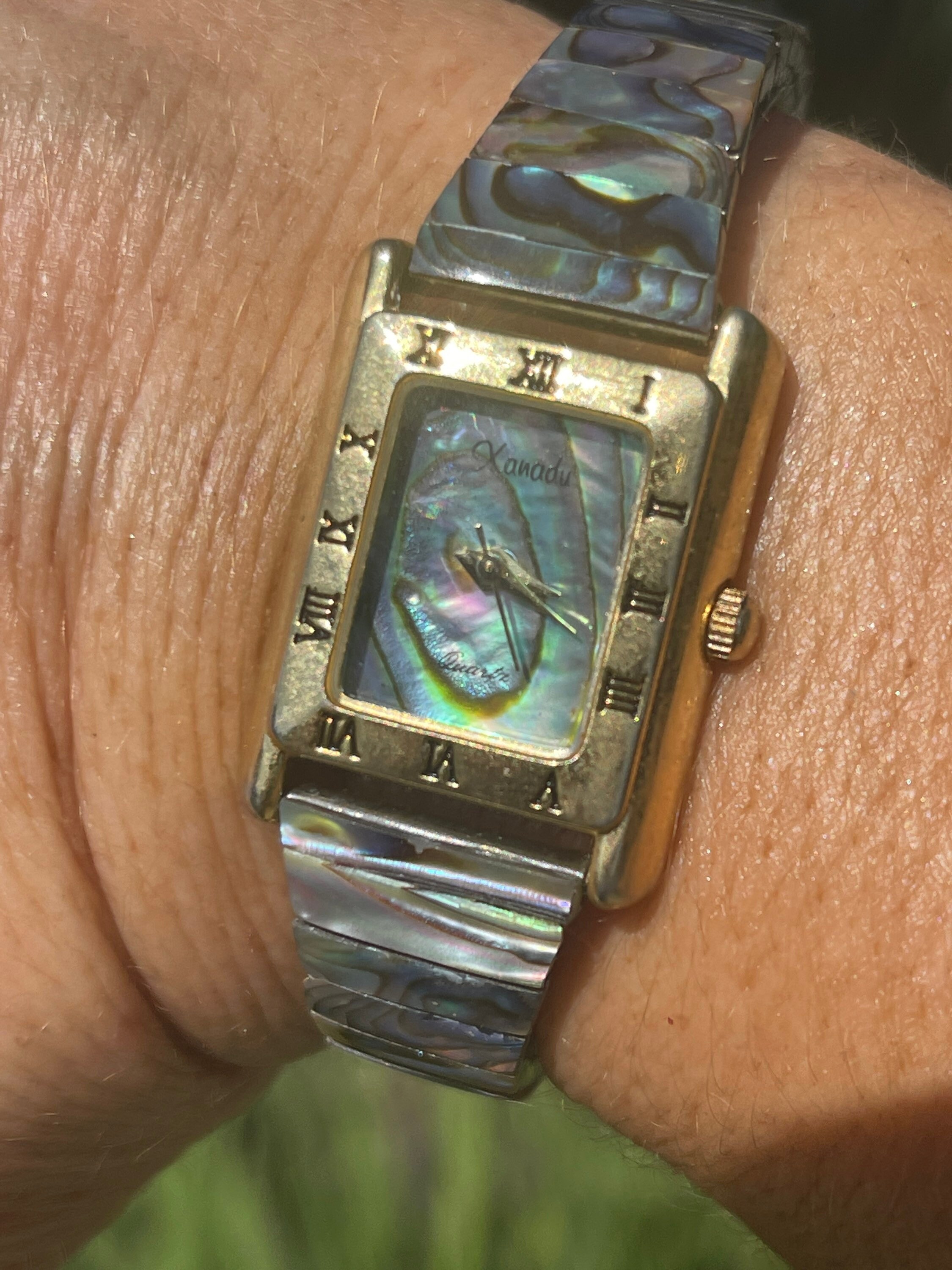 Xanadu Wristwatch Stretch Band Abalone Shell Watch Face and 