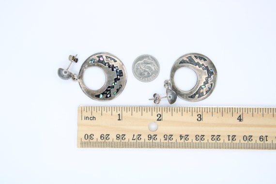 Vintage Sterling Silver Large Circle Earrings Dro… - image 8