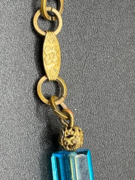 Antique rectangular blue glass beads Czechoslovak… - image 6