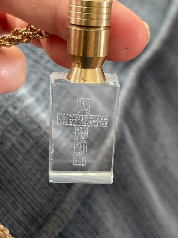 Vintage Crystal - Glass Cross Crucifix Pendant Ne… - image 6