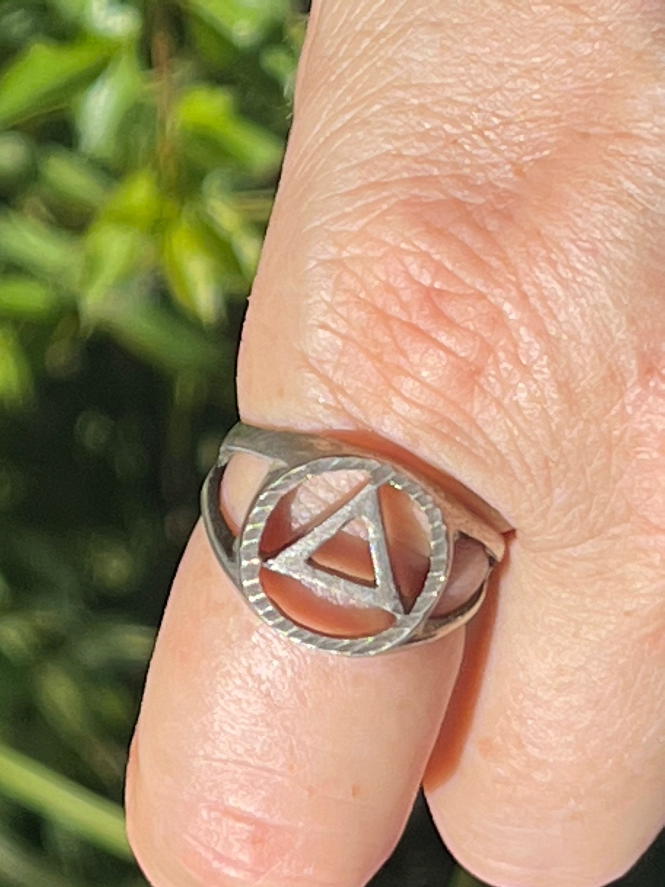 Vintage Sterling Silver 925 AA Symbol Ring Alcoholics Anonymous