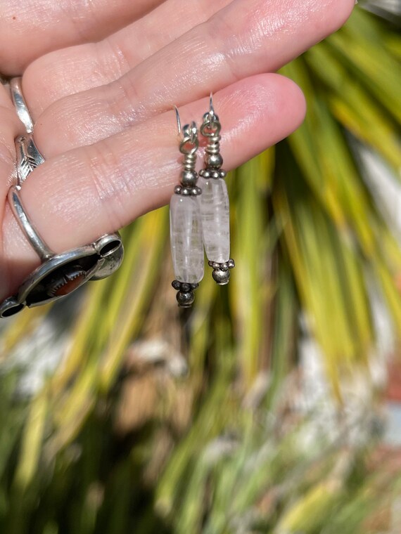 Vintage Rock Quartz Crystal Earrings Sterling Sil… - image 6