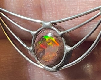 Brilliant Vintage Cantera Fire Opal Choker Agate Necklace Sterling Silver 925