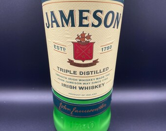 Upcycled Jameson* Irish Whiskey Bottle Candle: Handcut Soy Wax