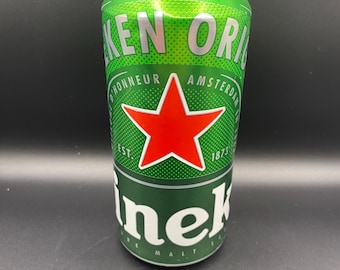 Upcycled Heineken Can Candle: Handcut Soy Wax, Vanilla Scent