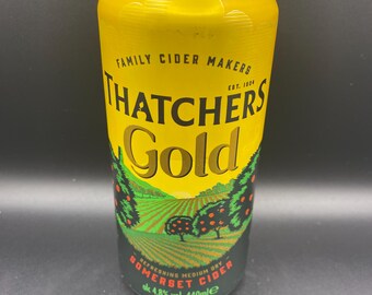 Upcycled Thatchers* Gold Cider Can Candle: Apple Scented Soy Wax