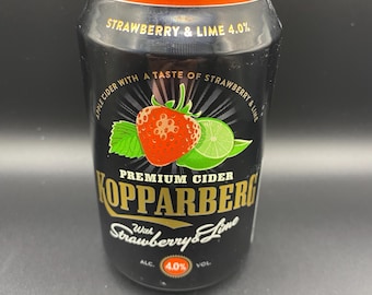 Upcycled Kopparberg* Strawberry Cider can crafted into a soy wax candle. Fragranced with strawberry.