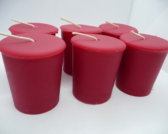 Candle Votive Red, Scent Strawberry, Pack of 6