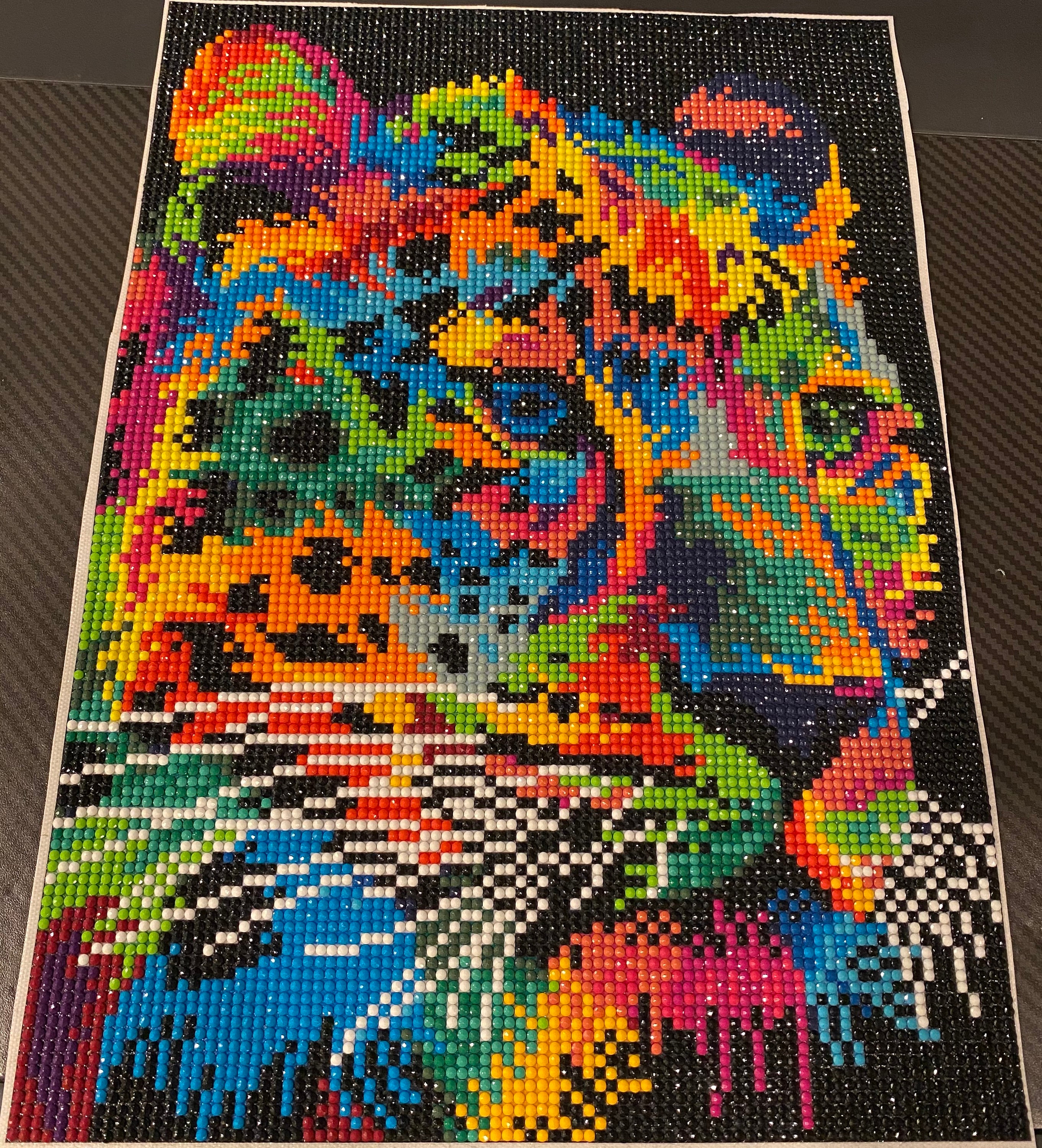 Finished rainbow cheetah diamond painting