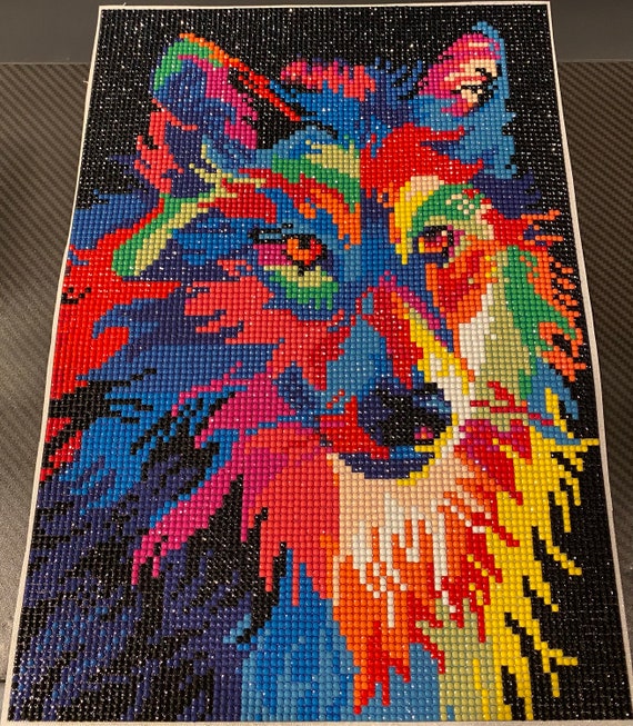 Finished Rainbow Wolf Diamond Painting 