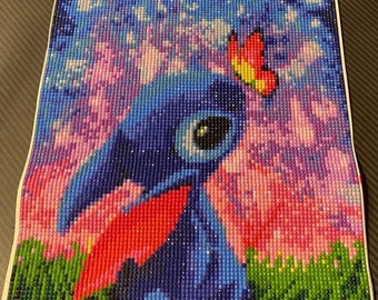 Stich and butterfly, finished diamond painting