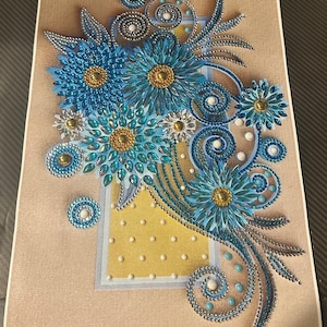 Blue Flowers Finished Diamond Painting