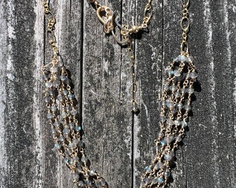 Labradorite Multi Strand Necklace hand wrapped in 14k Gold-Filled Wire