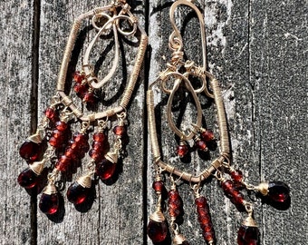 Romantic Garnet Chandelier Earring