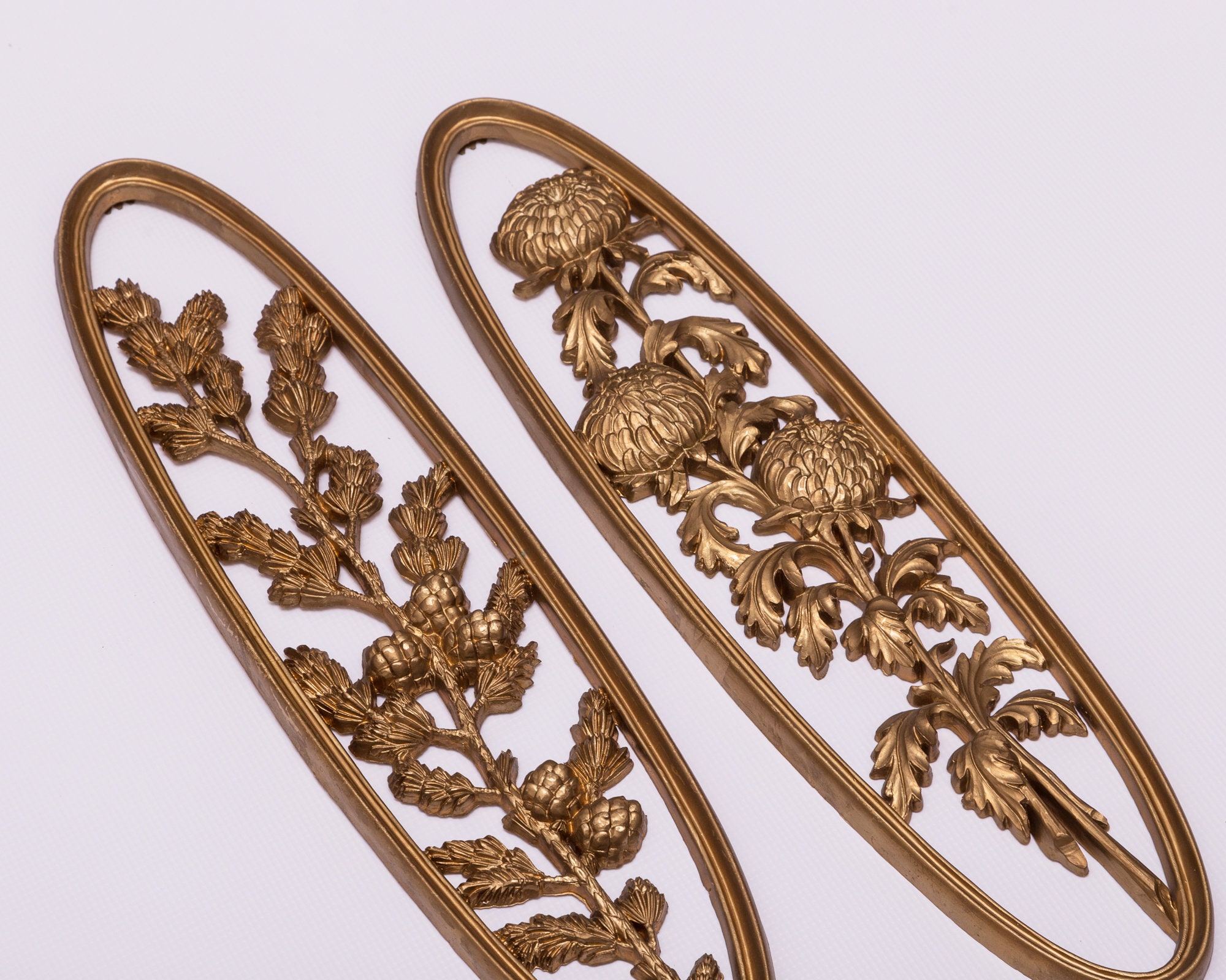 Vintage Gold Floral Wall Hangings Mid Century Wall Decor. Etsy