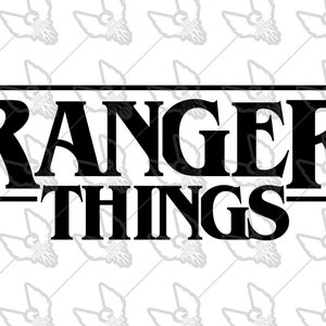 May include: Black and white graphic design with the text "Ranger Things" in a bold, sans-serif font.