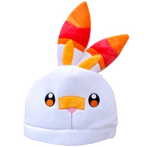 Scorbunny Plush Hat | Pokemon Hat | Pokemon Sword and Shield Hat | Fleece Hat | Warm Hat | Winter Hat image 1