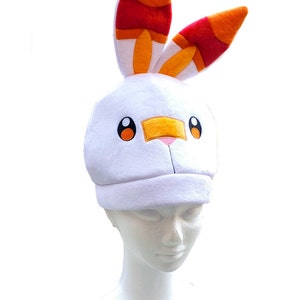 Scorbunny Plush Hat | Pokemon Hat | Pokemon Sword and Shield Hat | Fleece Hat | Warm Hat | Winter Hat image 2
