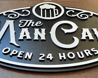 CPM-0353 CESAR'S MAN CAVE OPEN 24hrs Chic Tin Sign Man Cave Decor Gift Ideas CPM-0353 CESAR'S MAN CAVE OPEN 24hrs Chic Tin Sign Man Cave Decor Gift Ideas