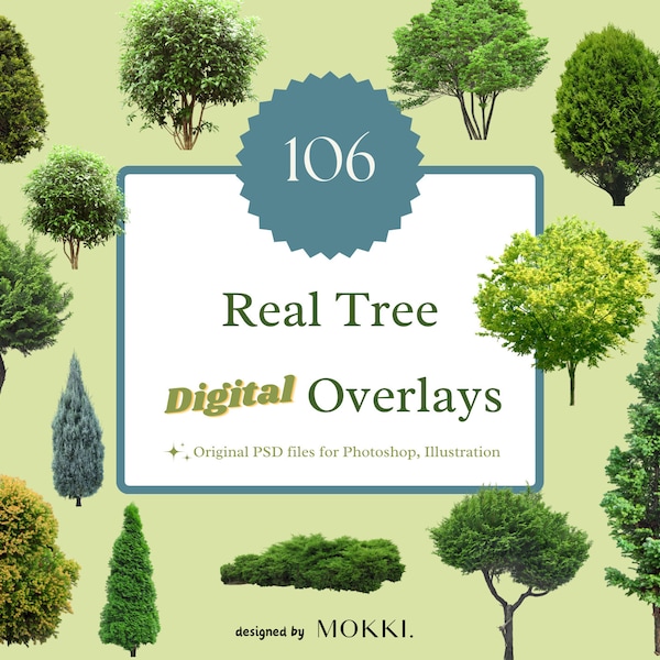 106 Real Tree Overlays, tree clipart, for photoshop/Illustrator render, JPG/PNG/PSD, High resolution/quality, Instant Digital Download