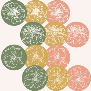 Tappeto rotondo a fiori neutri 60x60 Tappeto per camera da letto Tappeto per asilo nido Tappeto floreale Tappeto boho Tappeto stampato Tappeto carino Tappeto circolare Funky