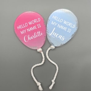 Personalised Balloon Acrylic Sign, New Baby, Welcome To The World Balloon, Baby Announcement Balloon, Hello World Balloon