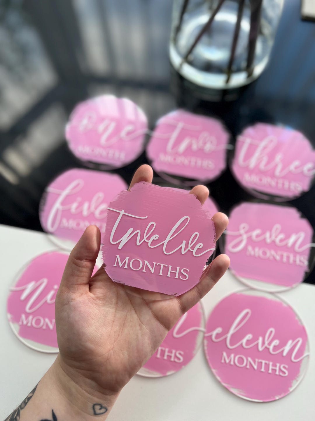 Baby Milestone Discs | Monthly Baby Milestone Markers | Acrylic Newborn ...