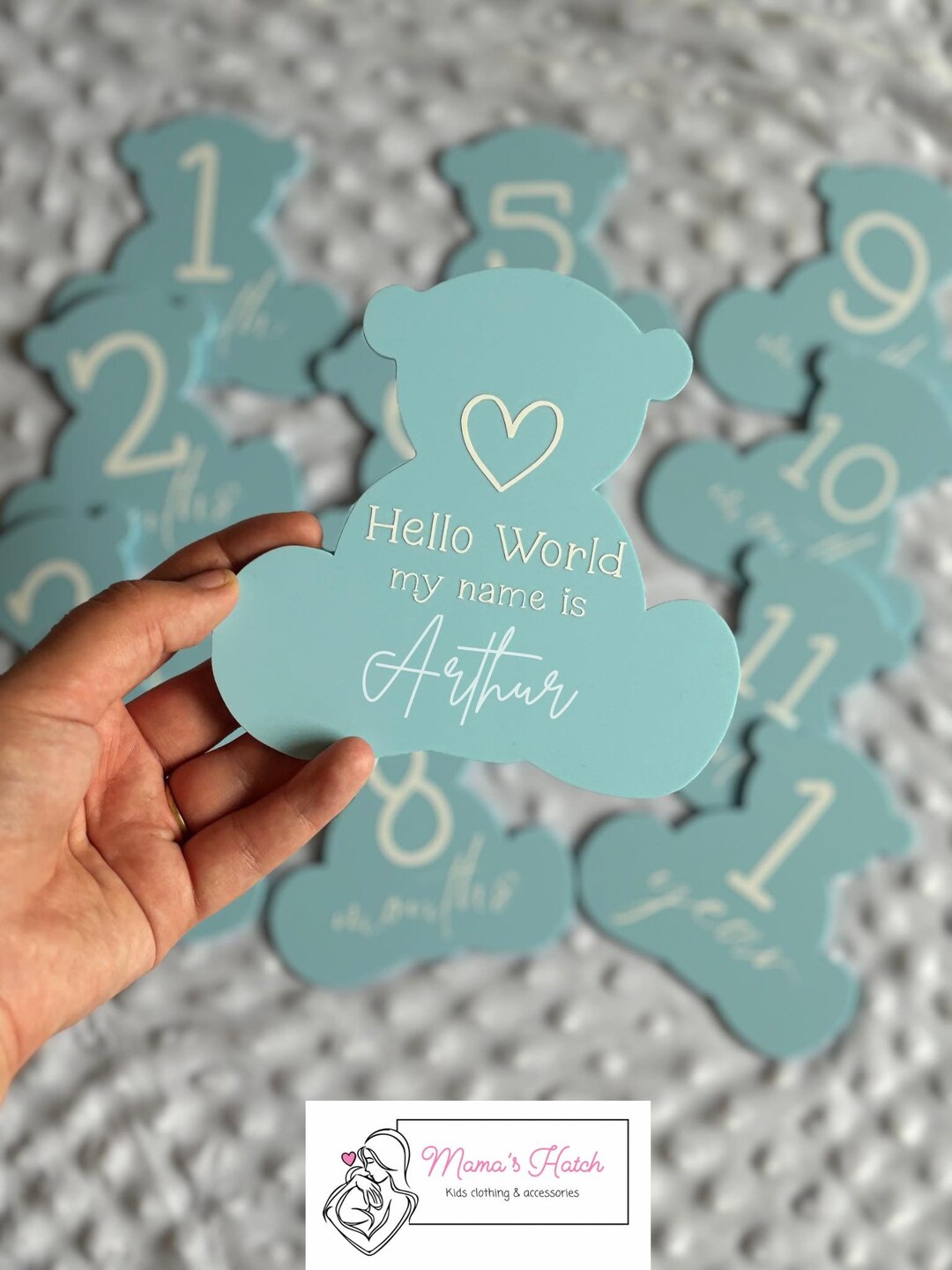 Teddy Bear Blue Baby Milestone Plaques, Baby Milestone, Baby Months ...