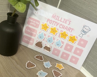 Personalised Potty Training Chart, Toilet Training Chart, Reusable Chart, Attachable Potty Training Chart