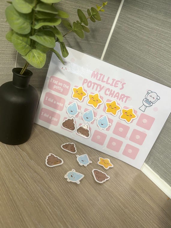 Personalised Potty Training Chart, Toilet Training Chart, Reusable Chart, Attachable Potty Training Chart