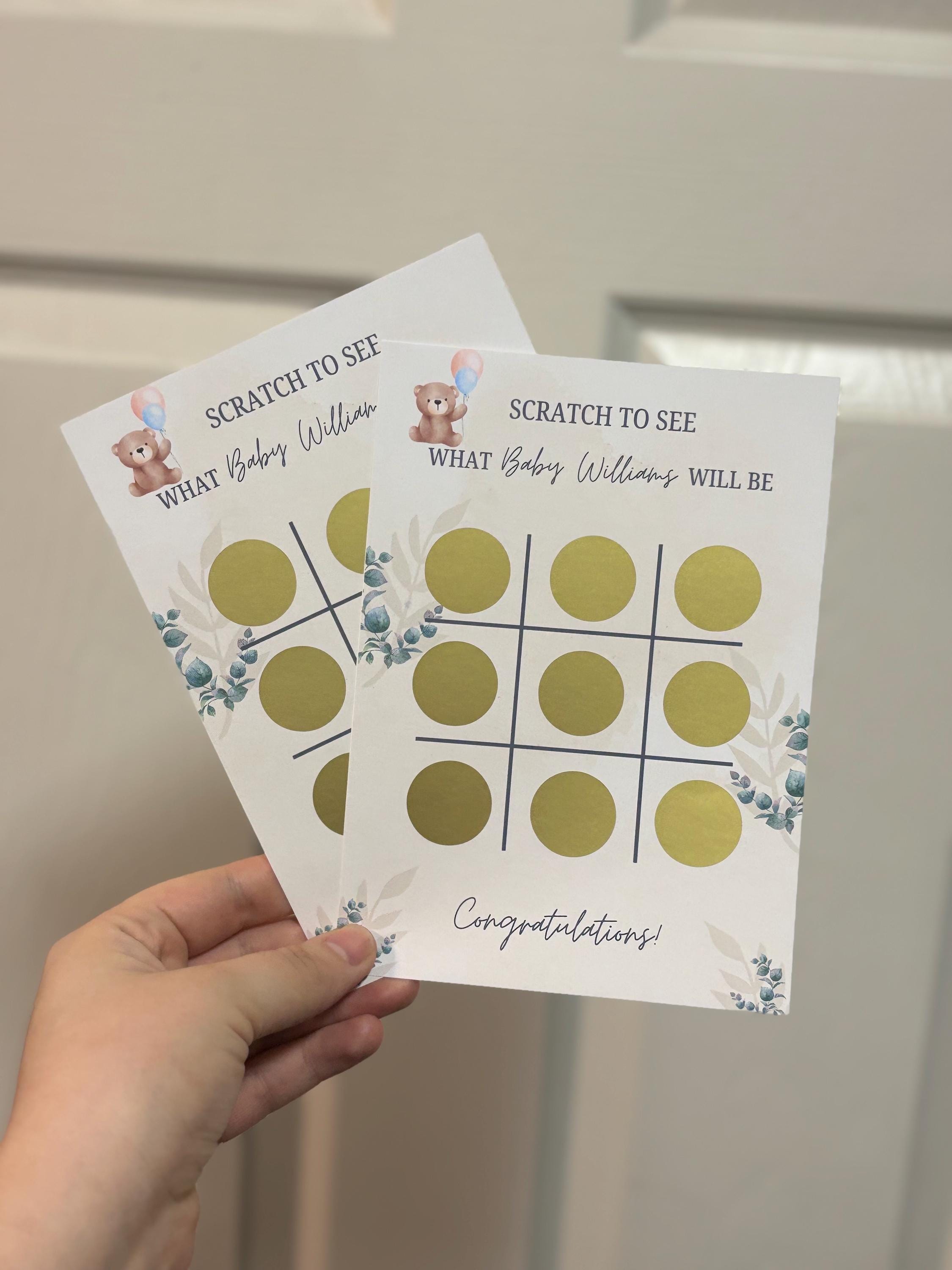 Gender Reveal Noughts & Crosses Game Scratch Cards, Scratch to Reveal Gender, Baby Gender Reveal, Family And Friends Gender Announcment Card