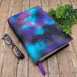 Adjustable Book Cover, Book Sleeve, Padded Book Cover, Fabric Book Cover, Bible Cover, Planner Cover, Bookish -Stargazer-