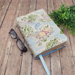 Adjustable Book Cover, Book Sleeve, Padded Book Cover, Fabric Book Cover, Bible Cover, Planner Cover, Bookmark -Winnie the Pooh Toile-