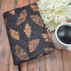 Adjustable Book Cover, Book Sleeve, Book Pouch, Book Accessories, Fabric Book Cover, Bible Cover, Bookmark -Celestial Butterfly Metallic-