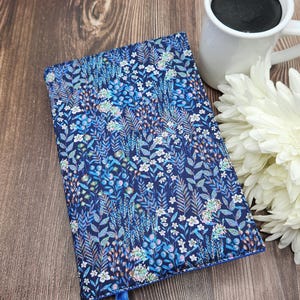 Adjustable Book Cover, Book Sleeve, Book Pouch, Book Accessories, Fabric Book Cover, Bible Cover -Prairie Ditsy Floral Blue-