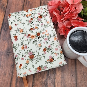 Adjustable Book Cover, Book Sleeve, Book Pouch, Book Accessories, Fabric Book Cover, Bible Cover, Bookmark -Emily Floral-