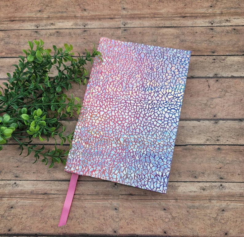 STRETCHABLE Book Covers, Book Protector, Book Sleeve, Bookmark, Fabric Book Cover, Bible Cover, Journal Cover, Planner Tie Dye Holographic image 3