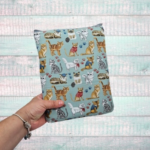 Book Sleeve, Book Cover, Book Pouch, ZipperedBookSleeve, Book Lover, Kindle Sleeve, Bookish -Playing Cats-