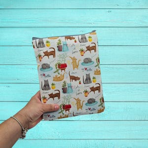 Book Sleeve, Book Cover, Book Pouch, ZipperedBookSleeve, Book Lover, Kindle Sleeve, Bookish -Cats at Home-
