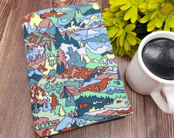 Adjustable Book Cover, Book Sleeve, Book Pouch, Book Accessories, Fabric Book Cover, Bible Cover, Bookmark -Packed Wilderness-