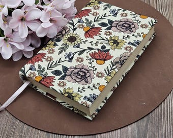 STRETCH Book Covers, Book Sock, Book Sleeve, Fabric Book Cover, Bible Cover, Journal Cover, Planner Cover, Bookish -Fall Wildflowers-