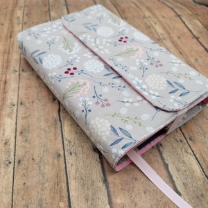 Wrap-Around Book Cover, Book Sleeve, Padded Book Cover, Fabric Book Cover, Bible Cover, Planner Cover, Journal -Berry Leaves-