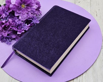 STRETCHABLE Book Covers, Book Protector, Book Sleeve, Fabric Book Cover, Bible Cover, Journal Cover -Purple Stretch Velvet-